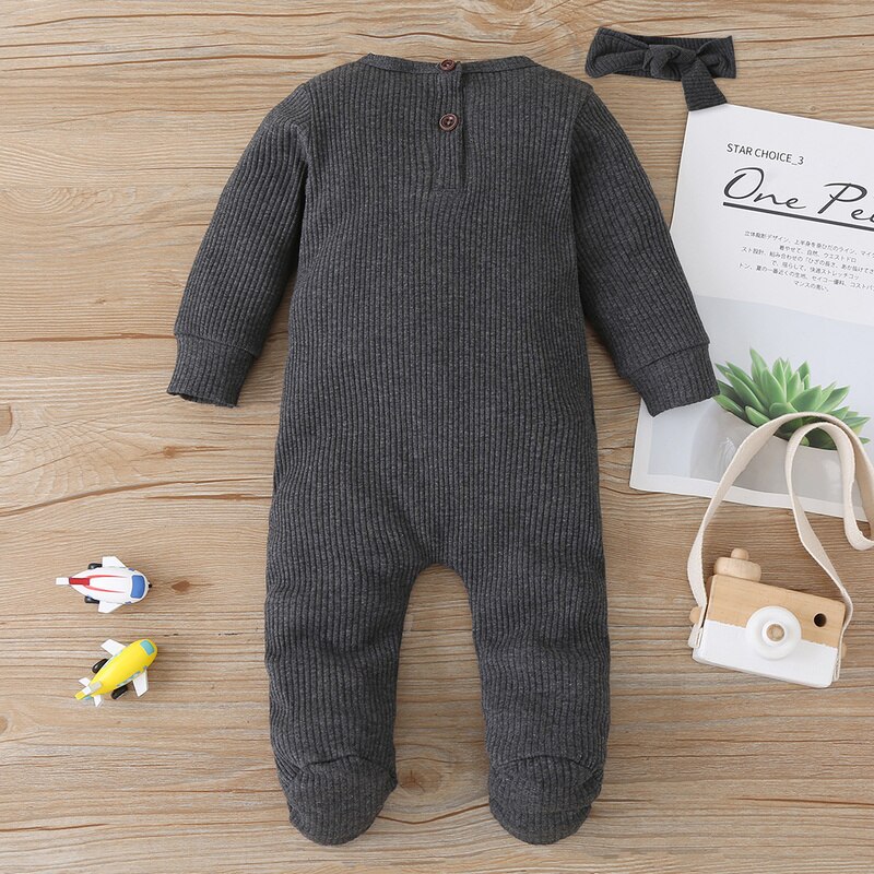 Hipac Baby Jongens Een Stuk Hoofdband Herfst Winter Lange Mouw Jumpsuit Katoen Peuter Kleding Baby Rompertjes Kinderen Springen