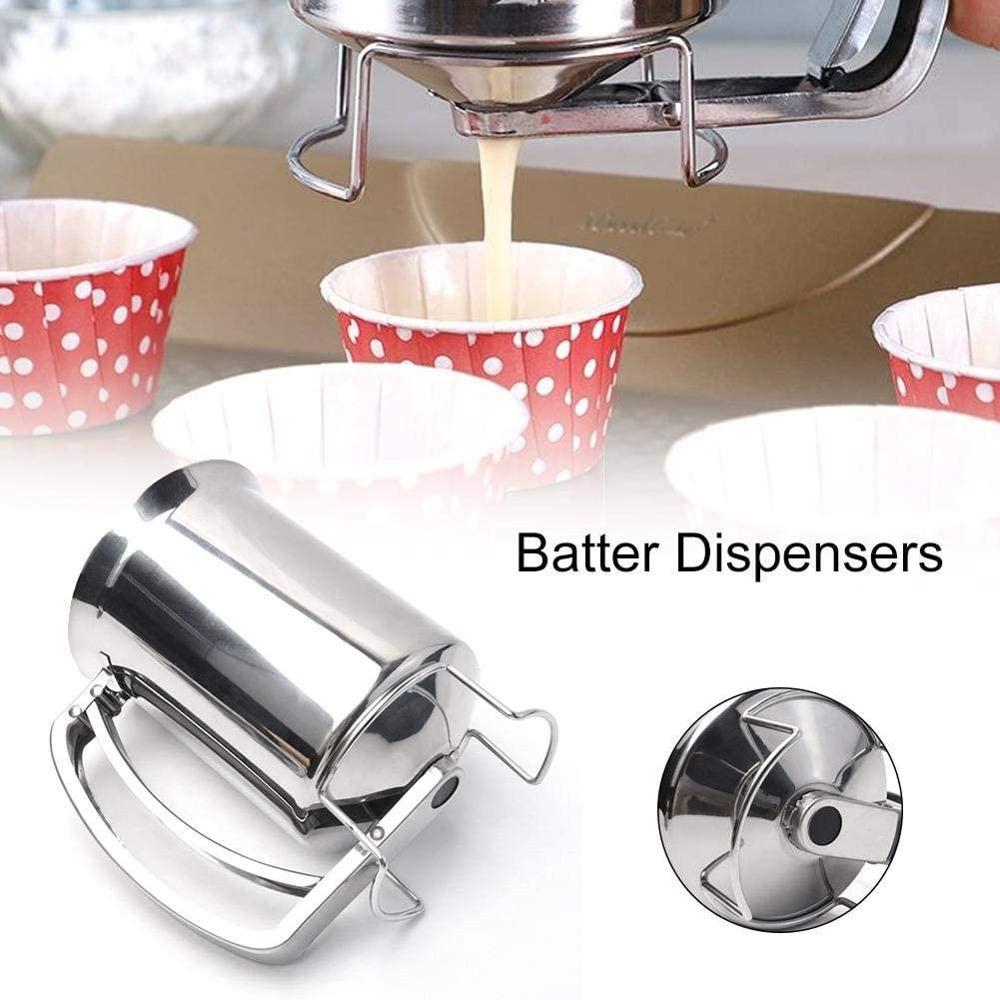 Handhållen pannkakssmetsdispenser med lock rostfri trattkaka cupcakes för bakning av smet verktyg köksstål  x1 e 9