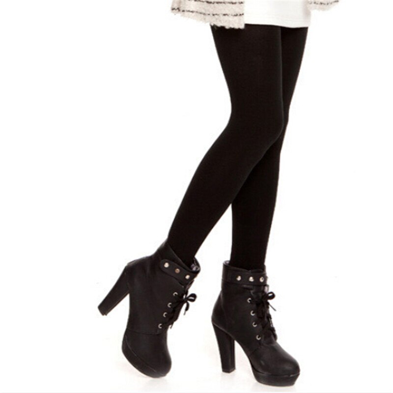 Vrouwen Dikke Fleece Panty Gevoerd Thermische Stretchy Slim Skinny Panty Winter Warm Vrouwelijke Effen Broek: Black