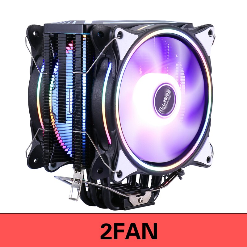Kllisre cpu køler radiator blæser 6 varmerør rgb pwm 4 pin quiet til inte lga 115x 1200 v3 x79 x99 am4 socket ventilator: 4 pin 2 blæser