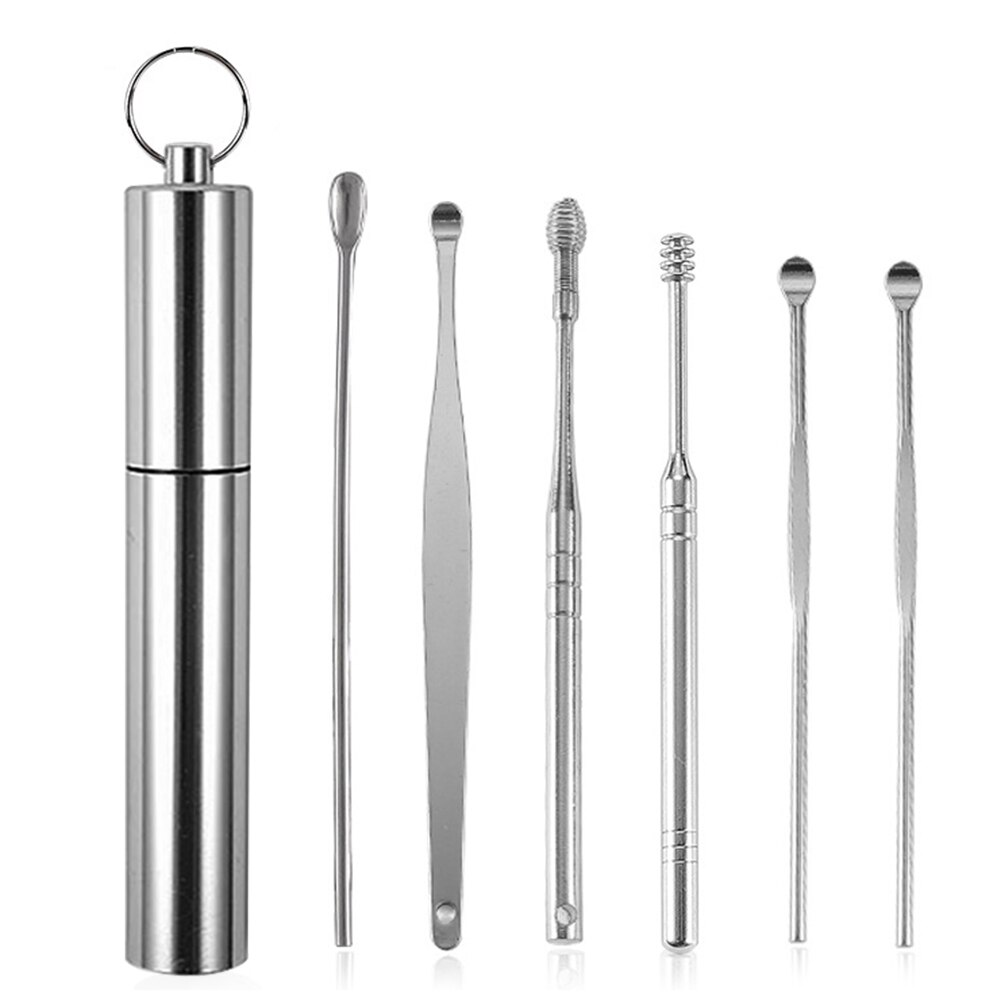 6 Stks/set Rvs Earpick Wax Remover Ear Wax Pickers Oor Pick Clean Tool Earpick Oor Schoonmaken Oorsmeer Remover