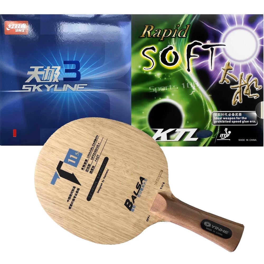 Pro Table Tennis PingPong Combo Racket Galaxy YINHE T-11+ with DHS Skyline TG3 KTL Rapid SOFT Long Shakehand FL