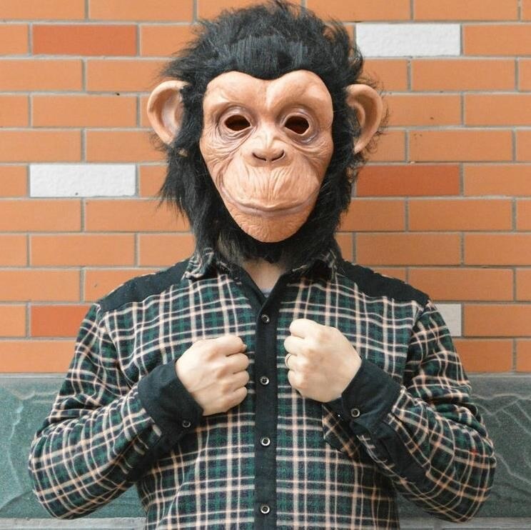 Latex Animal chimpanzé tête masque singe déguisement paresseux Bruno Mars chanson chimpanzé Cosplay masque déguisement théâtre accessoire Halloween: Default Title