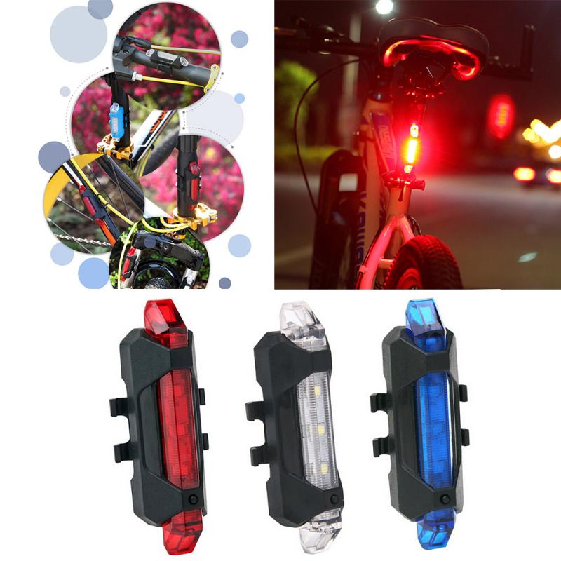 Fietsverlichting Veiligheid Fietsen Waarschuwing Achterlicht Achterlamp Usb Oplaadbare 5 Led Fiets Achterlicht Fiets Accessoires