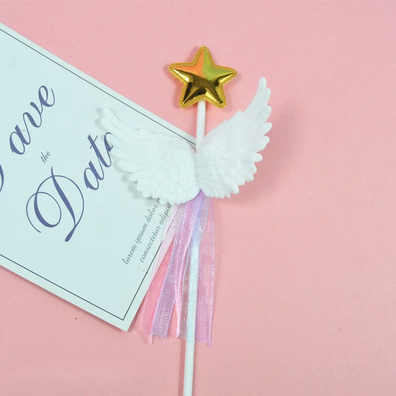 Alas de Ángel Topper de la torta de Magdalena DIY superior banderas pastel inserción decoraciones para el Día de San Valentín boda cumpleaños de accesorios: 1pc Small white