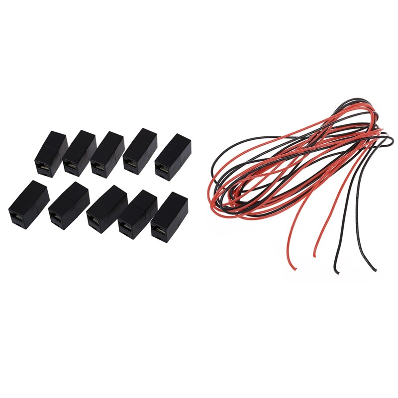 2PCS 3M 18 Gauge AWG Silicone Rubber Wire Cable with 10PCS Plastic RJ45 8P8C Female to Female LAN Couplers: Default Title