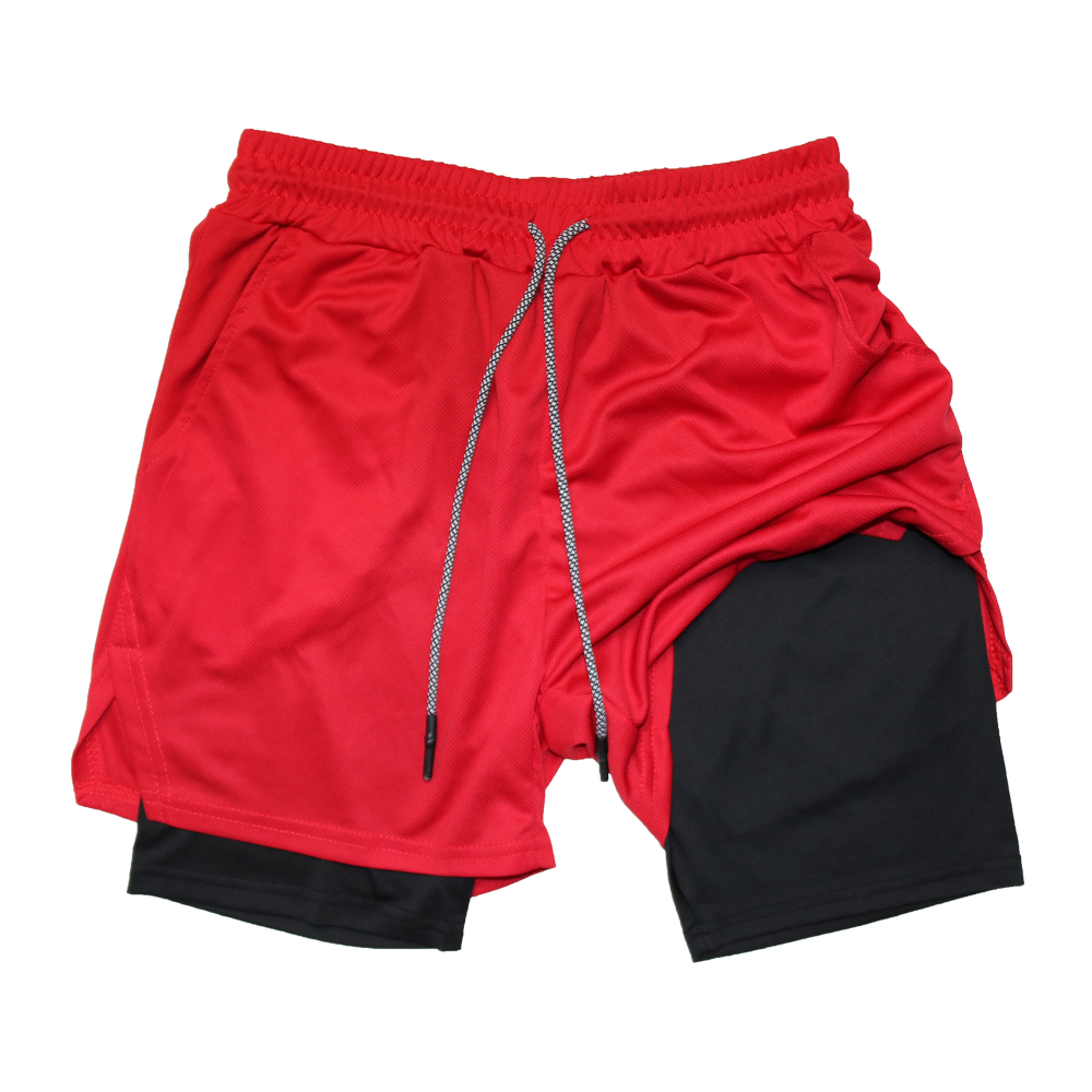 Short de Fitness Double couche pour hommes, short de sport 2 en 1, séchage rapide, entraînement, Jogging, Double pont, été: XXL / Orange