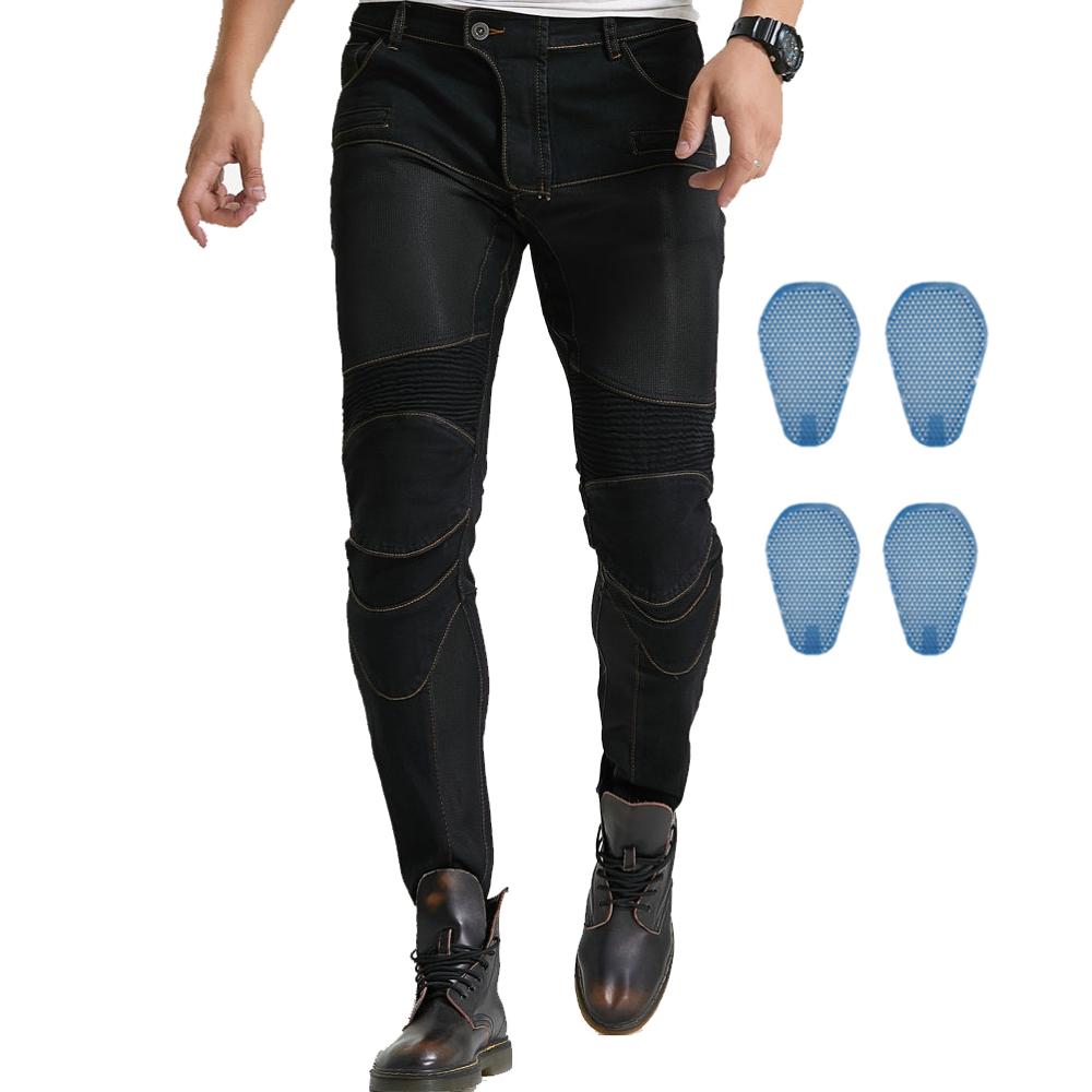 Men Motorcycle Riding Jeans Motocross Racing Pants Moto Vaqueros Pantalon With 4 X Honeycomb CE Armor Knee Hip Protector Pads