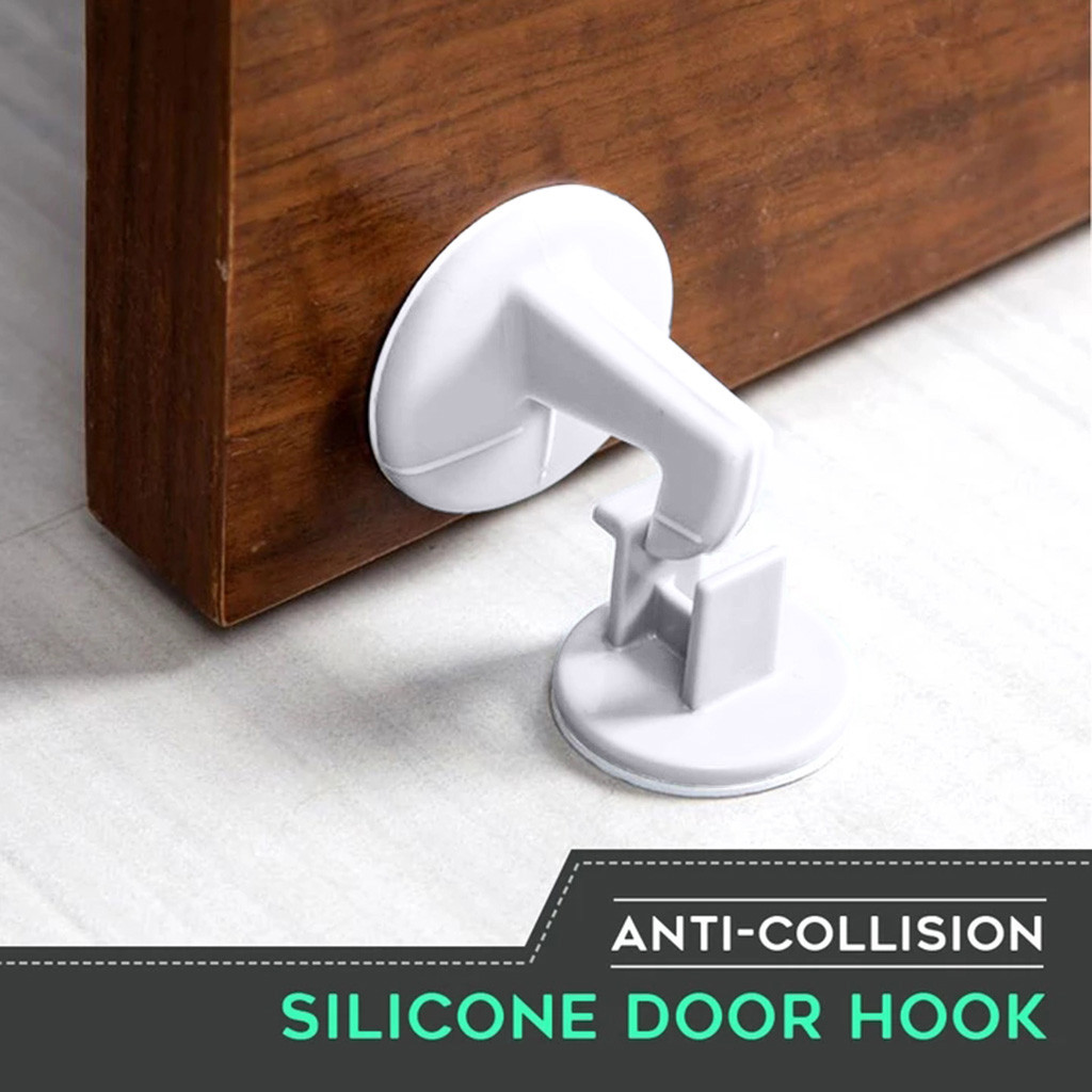 Serrure de porte de protection en Silicone 2 pièces | Avec poignée à crochet, protection Anti-Collision, autocollants de butoir de protection
