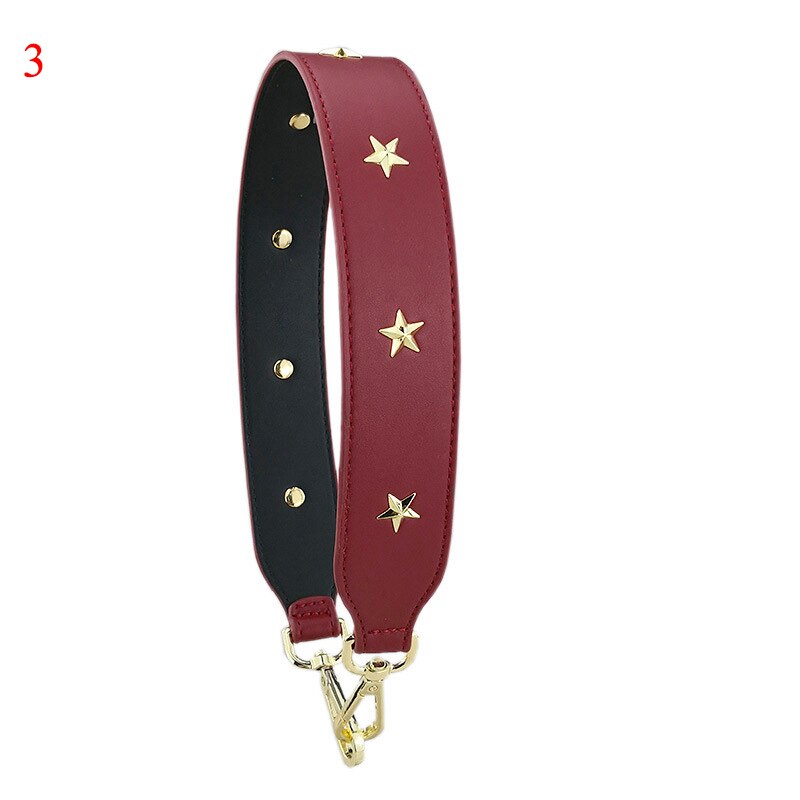 4cm bred axelrem i läderblomma lång nit pentgram crossbody-rem handväska bälte färgglad väska tillbehör: 3