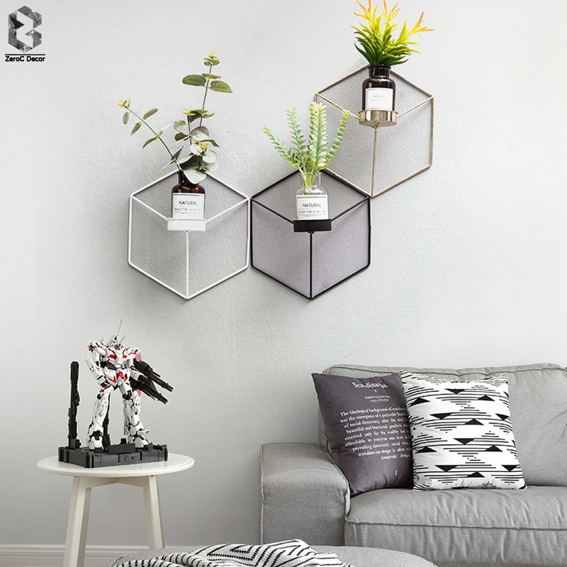Enkel stil 3d geometrisk lysestake metall nordisk vegg lysestake sconce matchende lite telys skandinaviske hjemmepynt