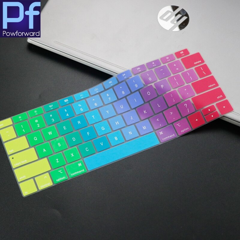 Silicone Keyboard Cover For MacBook Air 13 inch Release A1932 Touch ID Waterproof Dust-Proof Protective Skin: rainbow