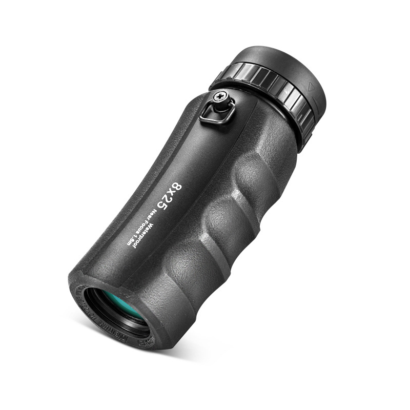 Potente Mini telescopio Monocular 8X25 10X25 HD portátil IPX7 impermeable recubierto de SMC bolsillo al aire libre Binocular compacto para turismo: Negro