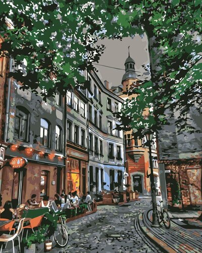 AZQSD Oil Painting By Numbers Landscape DIY Acrylic Paint Coloring By Numbers City Scenery Canvas Pictures Living Room: SZGD8443