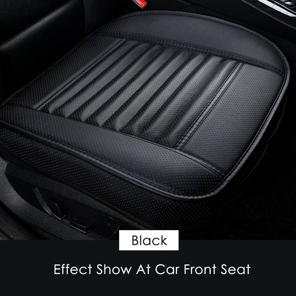 Car Front Seat Cushion Auto Seat Pad PU Leather Seat Pad Breathable Cushion Protection Pad Memory Foam Non-Slip Cushion Pad: Black