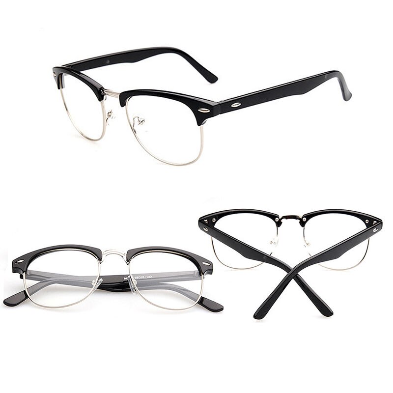 SEKINEW Vintage Retro Half Frame Clear Lens Glasses Nerd Geek Eyewear Eyeglasses Driver Goggles