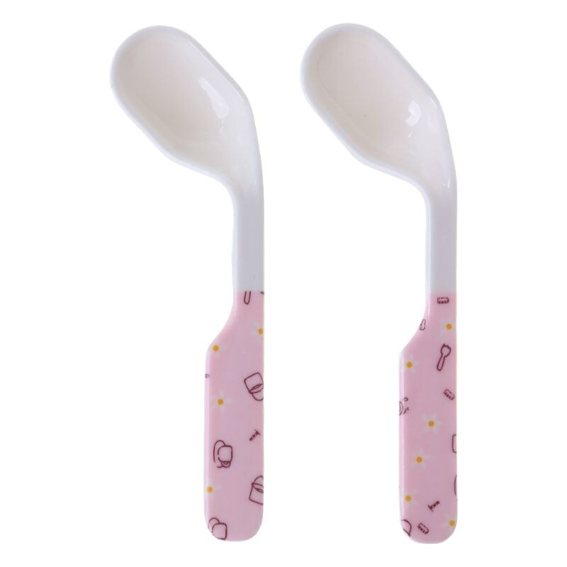 Baby Spoon Feeding Training Kids Infant Toddler Scoop Cutlery Tableware Food Bend Head Curved Utensils Children Learning Supplie