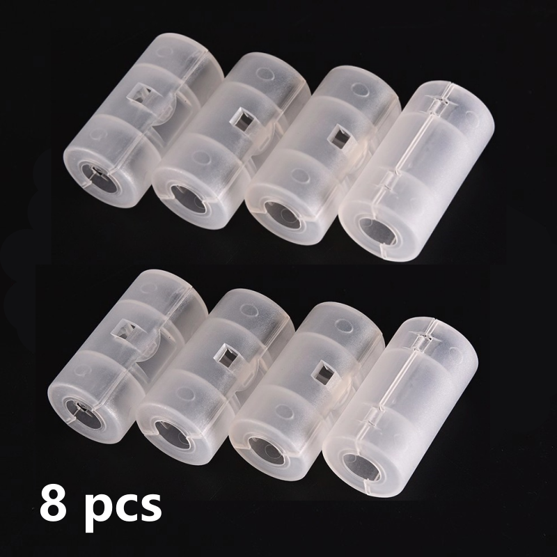 Boîte de rangement de batterie transparente, taille LR06 AA à C LR14, support d'adaptateur de batterie AA à C, boîtier convertisseur commutateur 5x2.6cm, 2/4 pièces: Bleu