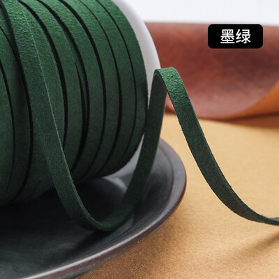 5MM 5yards Flat Faux Suede Braided Cord Leather Korean Velvet Leather Belt for Jewelry Making Diy Handmade Bracelet: moss green