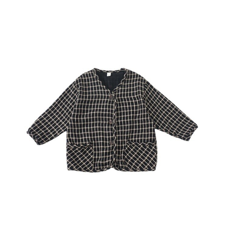 9997B 2022 giacca da ragazzo coreana giacca a quadri manica lunga t-shirt tasca morbida giacca da ragazza