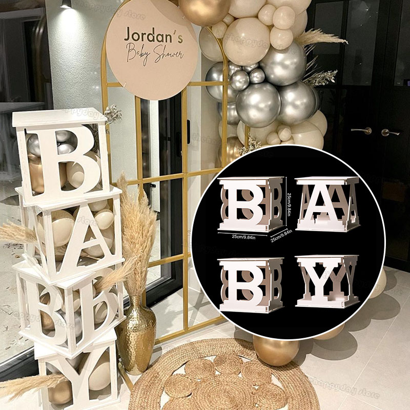 Holle Baby Letters Frame Stand Mozaïek Vullen Ballonnen Doos KT Board Alfabet DIY Brief Baby Douche EEN Verjaardagsfeestje Decor