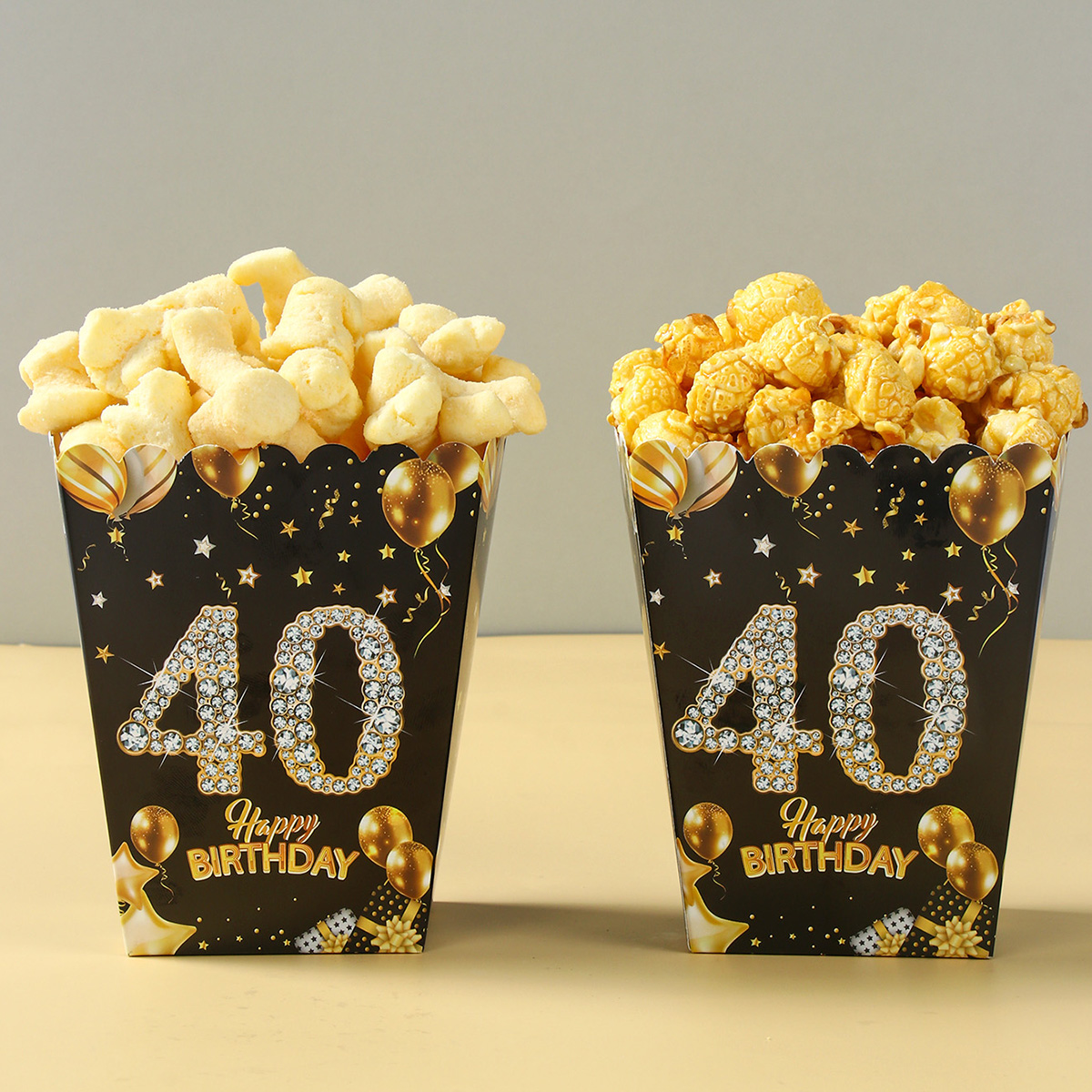 Black Gold Birthday Popcorn Box 18 years old Birthday Party Decor 18th 30th 40th 50th 60th Birthday Party Supplies Anniversary
