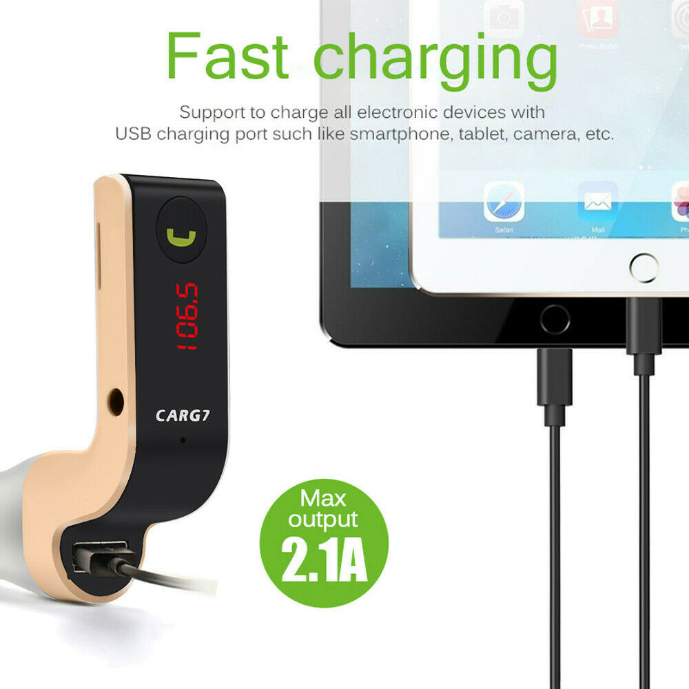 Car G7 Bluetooth FM Transmitter Hands-free Bluetooth Car Kit Radio MP3 Player USB Charger Port Kit with MIC LCD Car Accessories