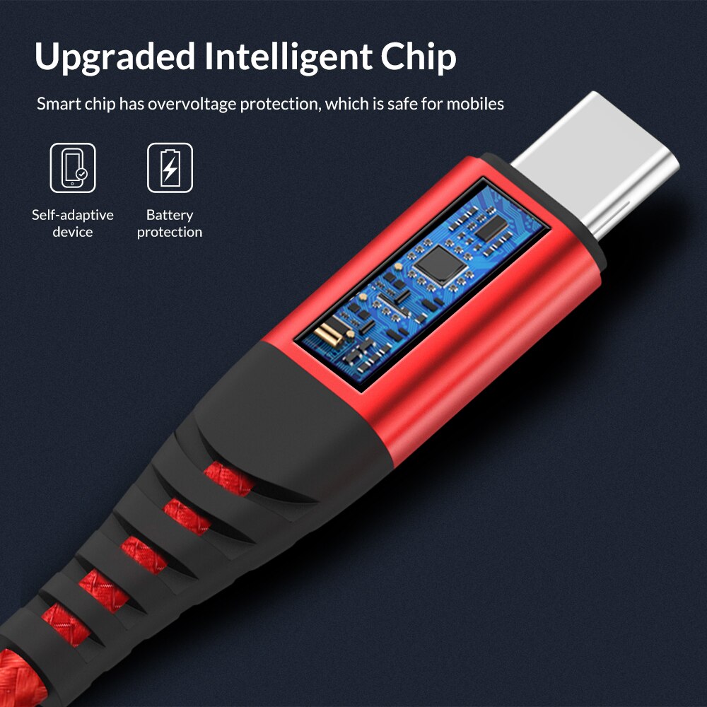 TOPK AN42 3A Charge rapide 3.0 câble USB Type C pour Xiaom Redmi Note 7 câble de Charge rapide type-c pour Samsung S9 S10 Plus USB C