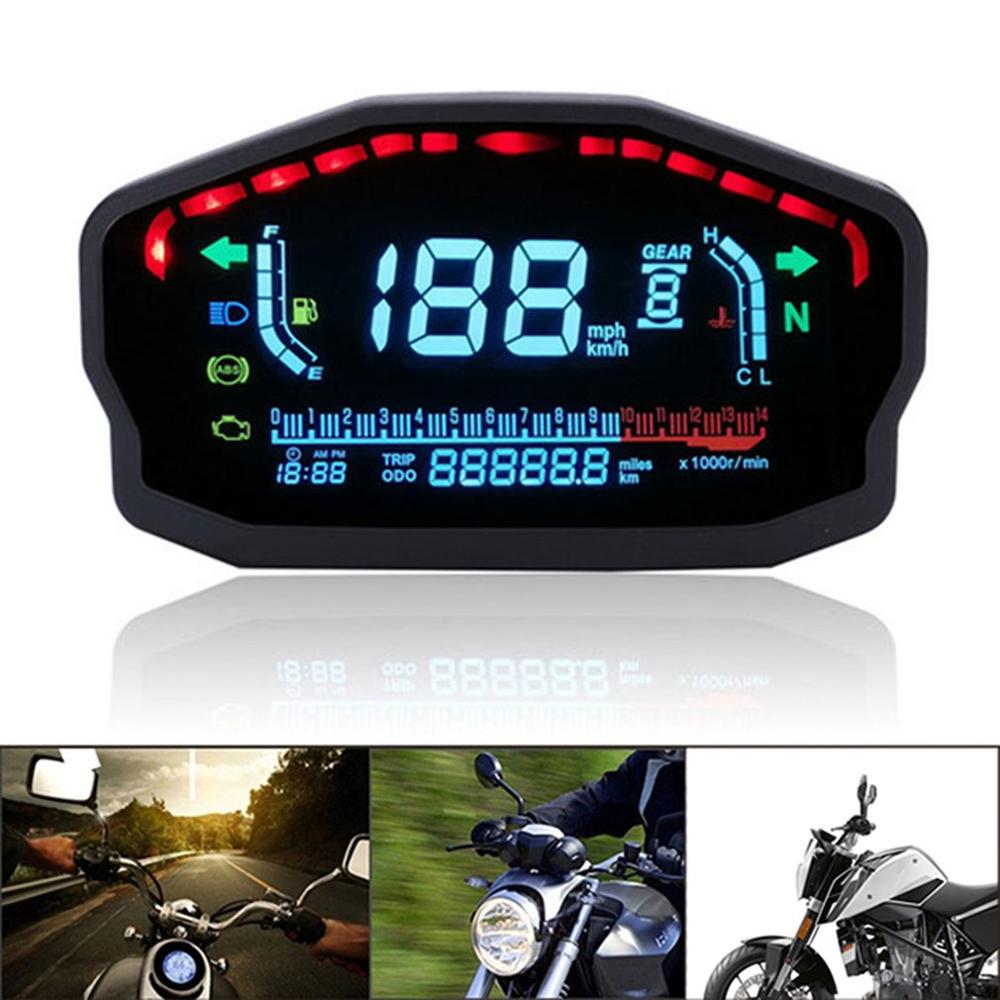 Til 1,2,4 cylindre motorcykel universal led lcd speedometer digital baggrundslys kilometertæller generelt motorcykel tilbehør