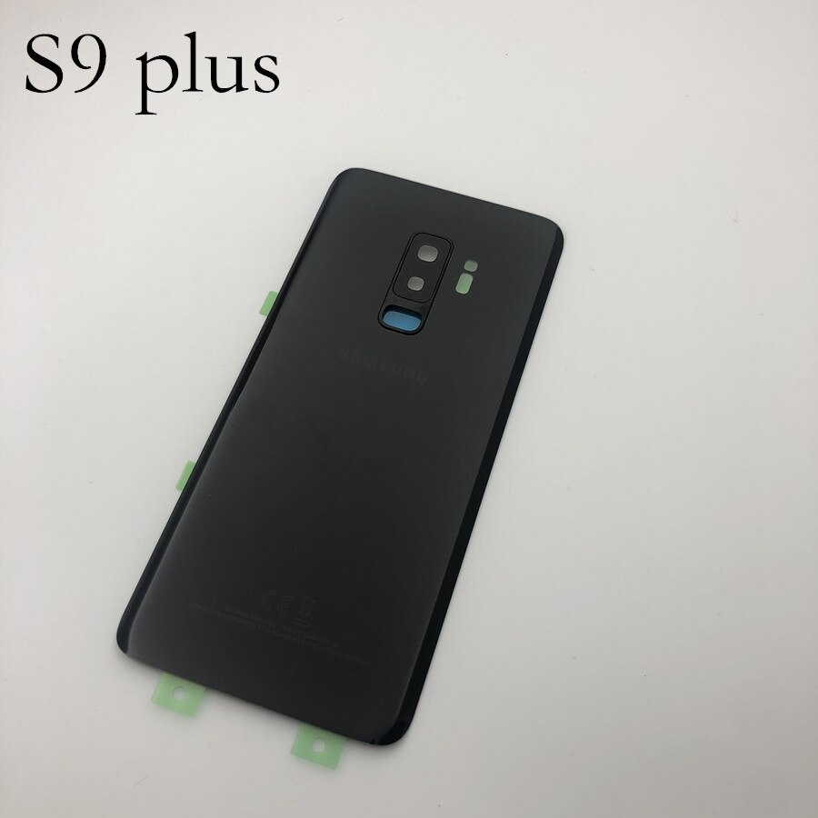 For Samsung Galaxy S9 Plus s9+ G965 SM-G965F G965FD S9 G960 SM-G960F G960FD Glass Battery Back Cover Door Housing Replacement: s9 plus black