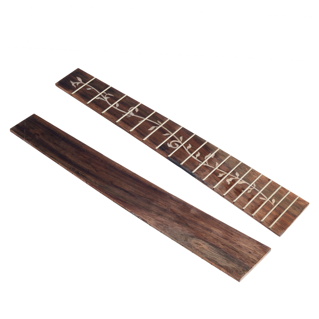 NAOMI DIY Ukulele Fingerboard Replacement Wooden Ukulele Neck Fretboard Solid Rosewood Ukulele Fretboard: 26Inch Tree