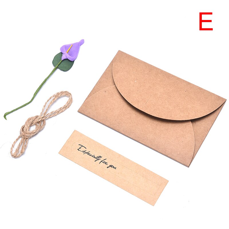 1pcs Flower Retro DIY Kraft Paper Invitation Greeting Card Envelope Handmade: purple Calla Lily