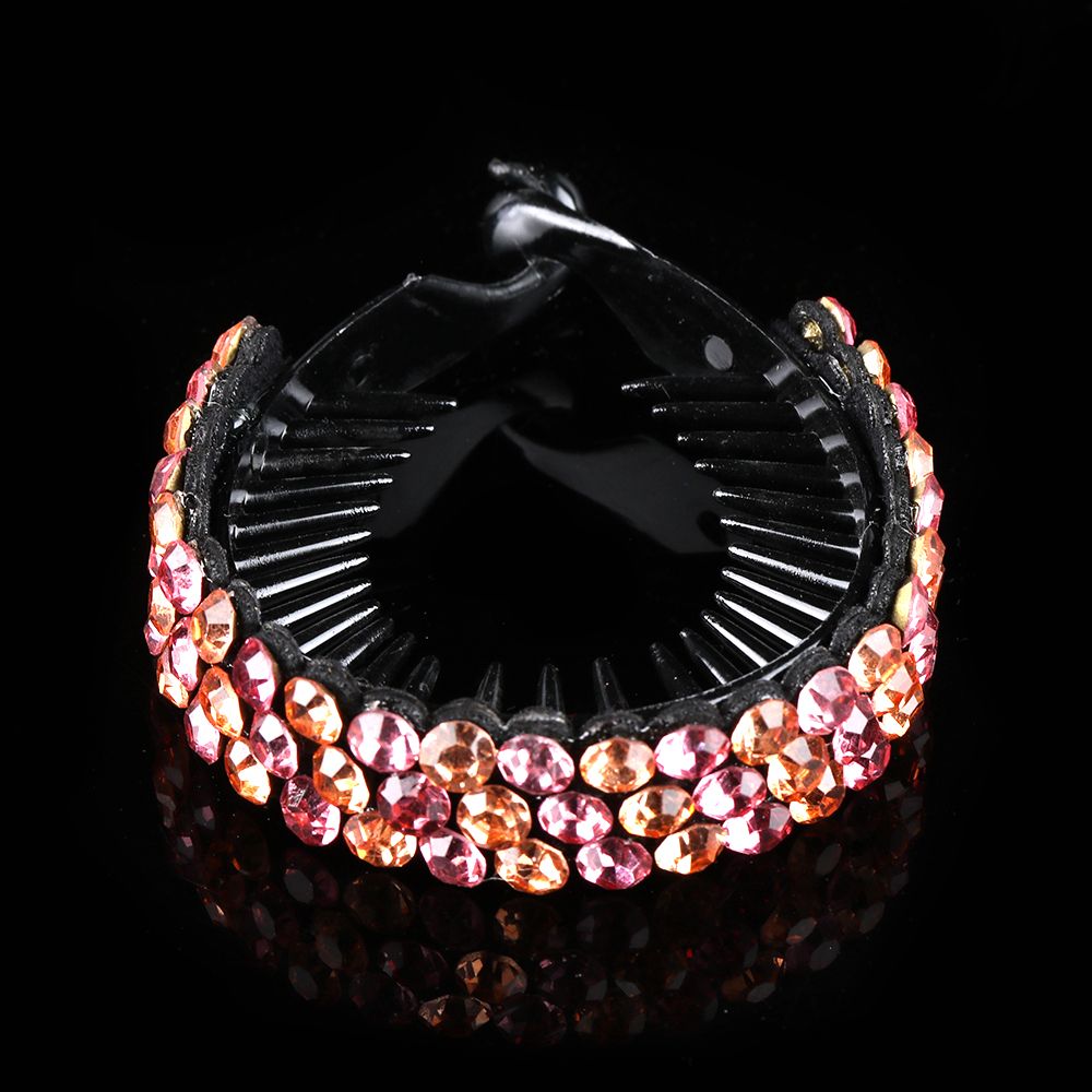 Horquilla para hacer moños para mujer y niña, Clip giratorio de Nido de Pájaro, horquillas de diamantes de imitación, pinzas para el cabello de flores, garra de cristal para el cabello: Marfíl