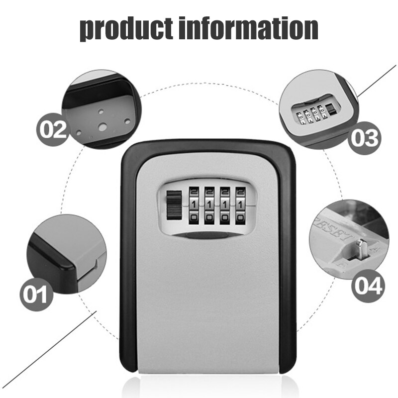 Coffre-fort mural antivol pour clés d'extérieur, avec mot de passe, boîte de rangement  nc99