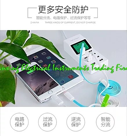 8-port USB quick charger head phone flat panel intelligent display multi-port multi-function mobile phone universal socket 2A