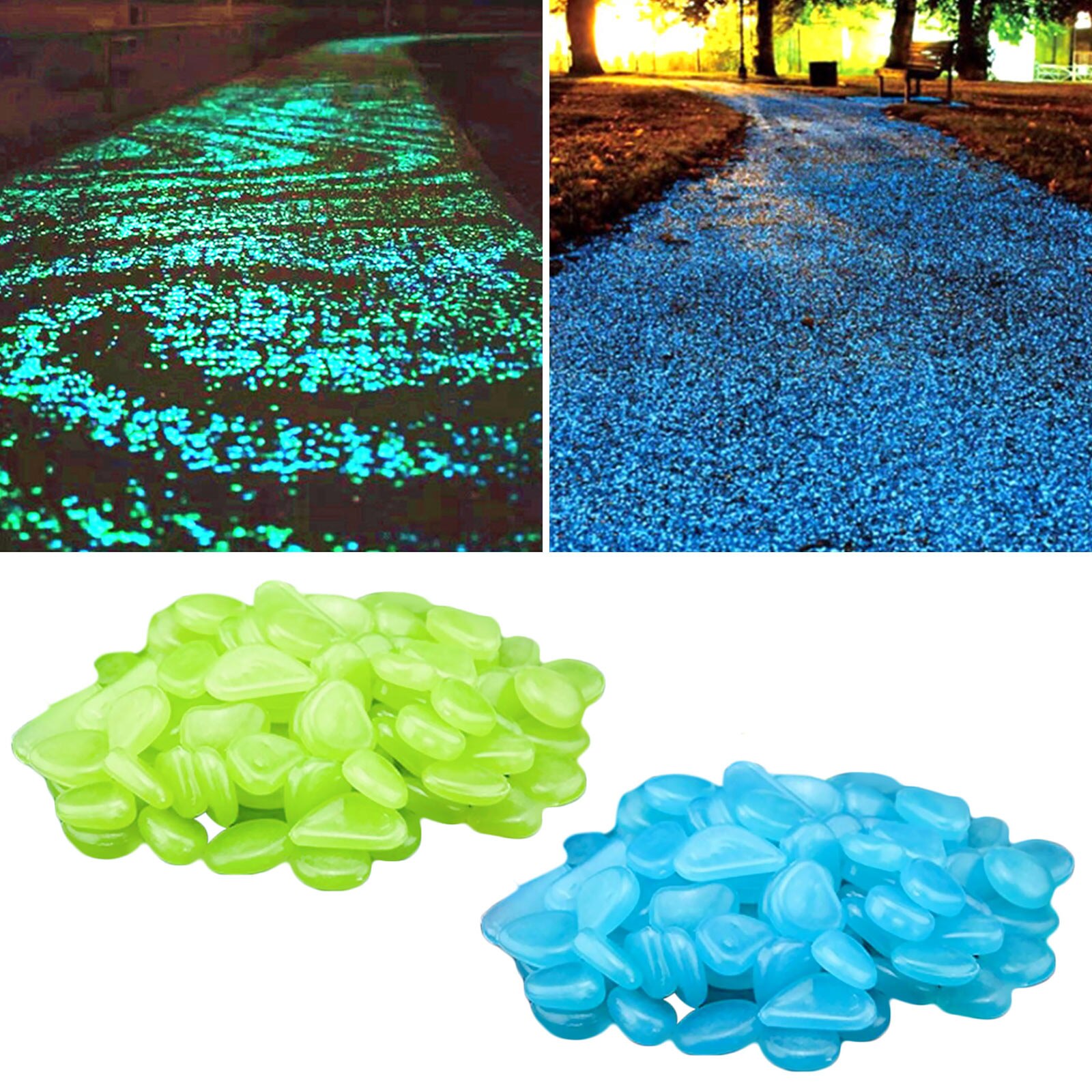 Dilightnews 300 Stuks Fluorescerende Stenen, Tuin Glow Stones Decoratieve Kiezelstenen Kiezels Voor Buiten Hal Decoratie Versieren Aquarium Pad Gazon Tuin