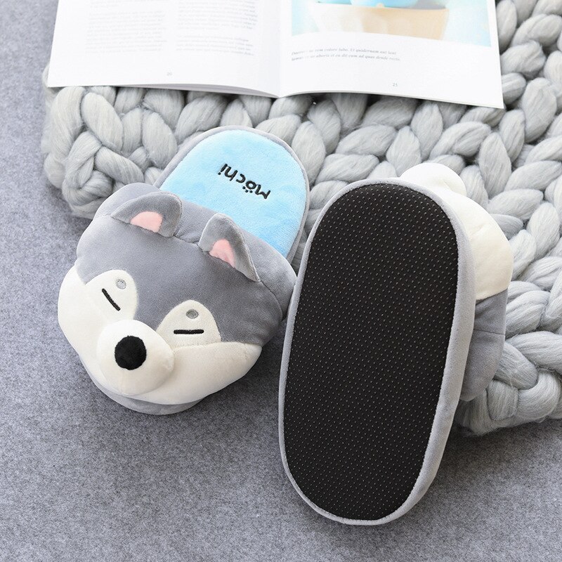 Sans lacet pantoufles pour femmes, chaussures chaudes Husky, pantoufles pour femmes, chaussures d'hiver, plates, pantoufles pour animaux, de noël