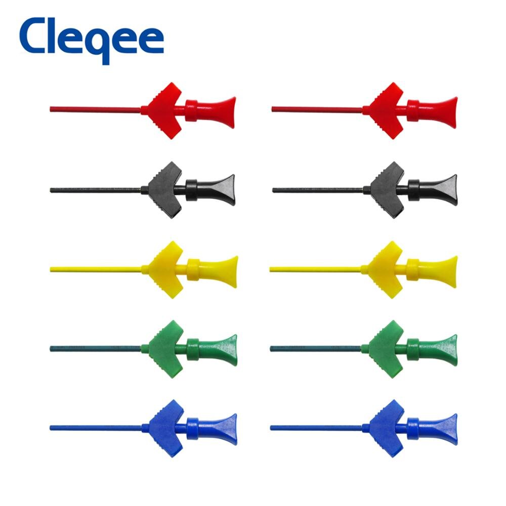 Cleqee P5003 Mini SMD IC Test Hook Clip Jumper Test Probe Logic Analyzer Grabber Connect Dupont Test Lead Accessories 30V/5A: 10pcs-5-colors