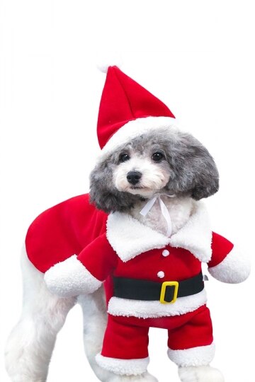 Gå santa claus kæledyr hund kostume jul hund dekoration kostume: M