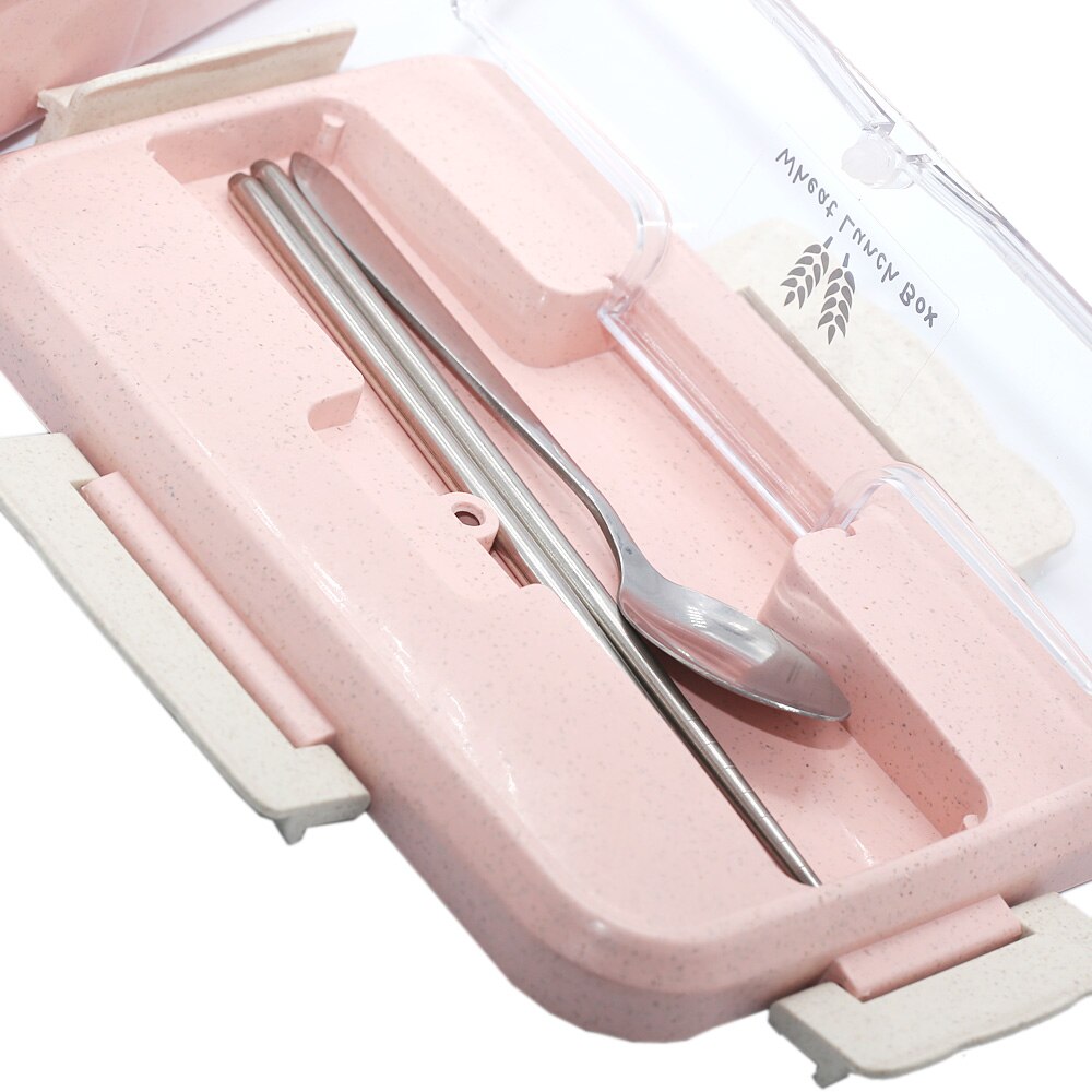 Portable Lunch Box Wheat Straw Dinnerware Food Storage Container Children Kids School Office Microwave Bento Box