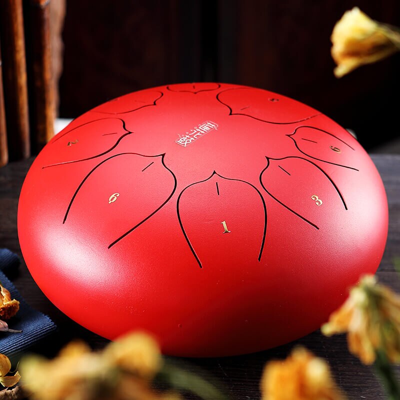 Hluru TL08-08 drum F tone Lavender mini hanpan pentatonic musical instrument steel tongue drum tank drum percussion instrument: Red