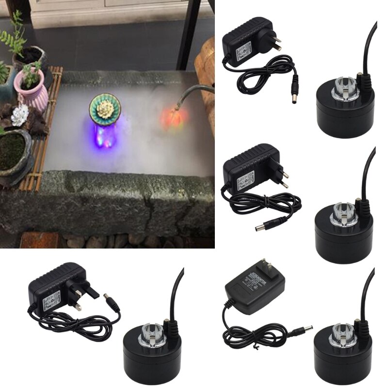 Aquarium Plastic Ultrasonic Mist Maker Fogger Water Fountain Pond Tank Atomizer Nebulizer Air Humidifier Decoration Without LED