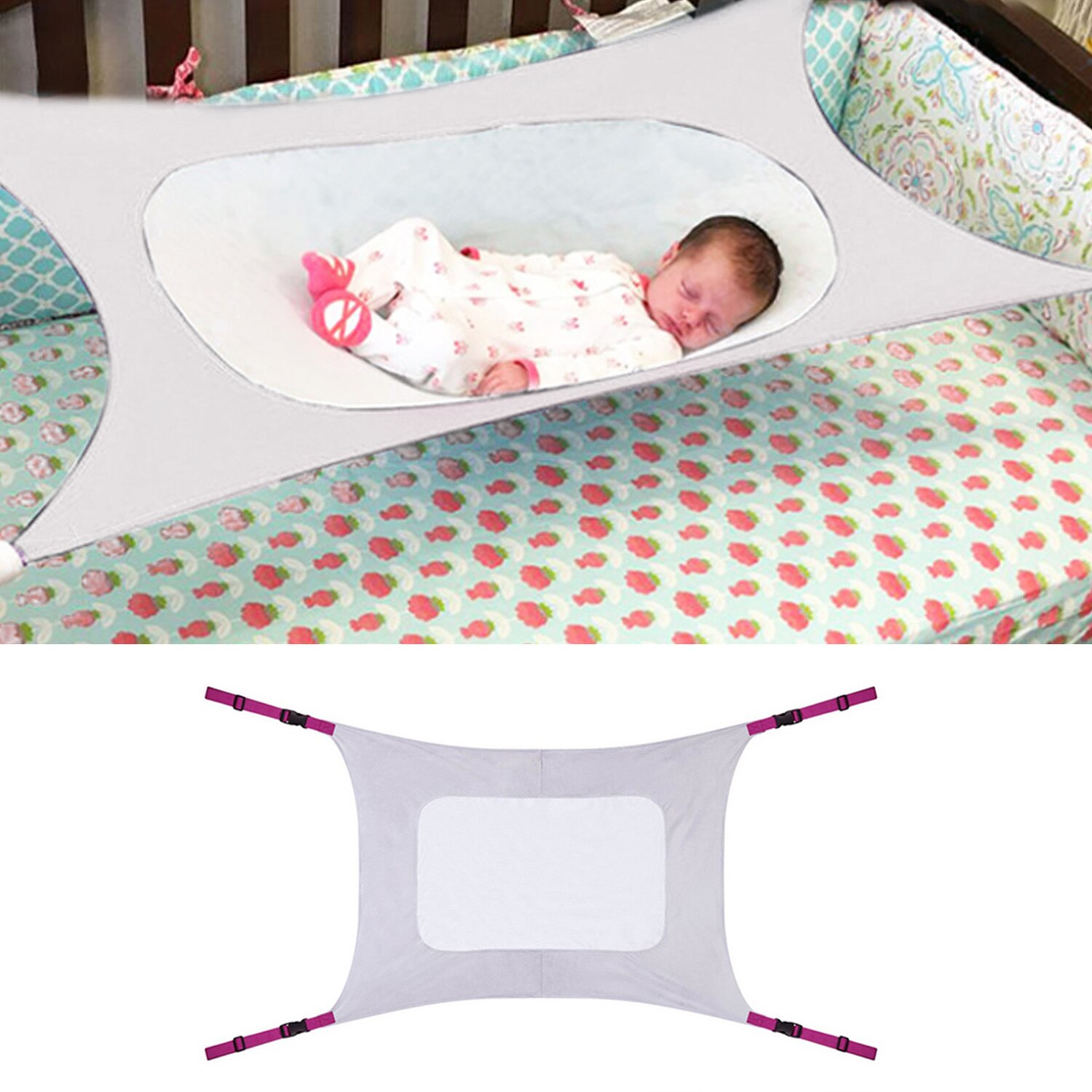Hamaca portátil para bebé recién nacido, cama de dormir para cuna de bebé, hogar, vacaciones, viaje, interior, uso al aire libre: Gray