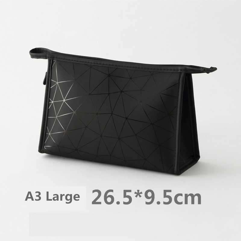 Neceser de PU con entramado de diamantes, organizador de viaje resistente al agua para mujer, estuche de útiles de maquillaje para damas, estuche de maquillaje: A3 Large Storage