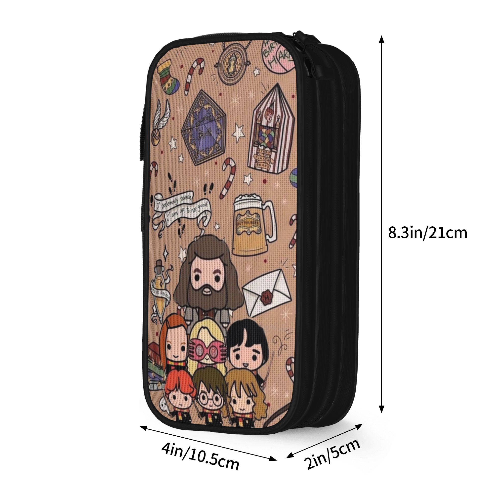 H-HP-P Harry Potter etui dubbele laag grote capaciteit schoolaccessoires pennenkoker: GRIJS