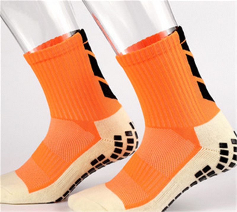Voksen udendørs fodboldcykel sokker skridsikre slidstærke åndbare sports mænd fodbold sokker absorberer sved kvinder sports sokker: Orange