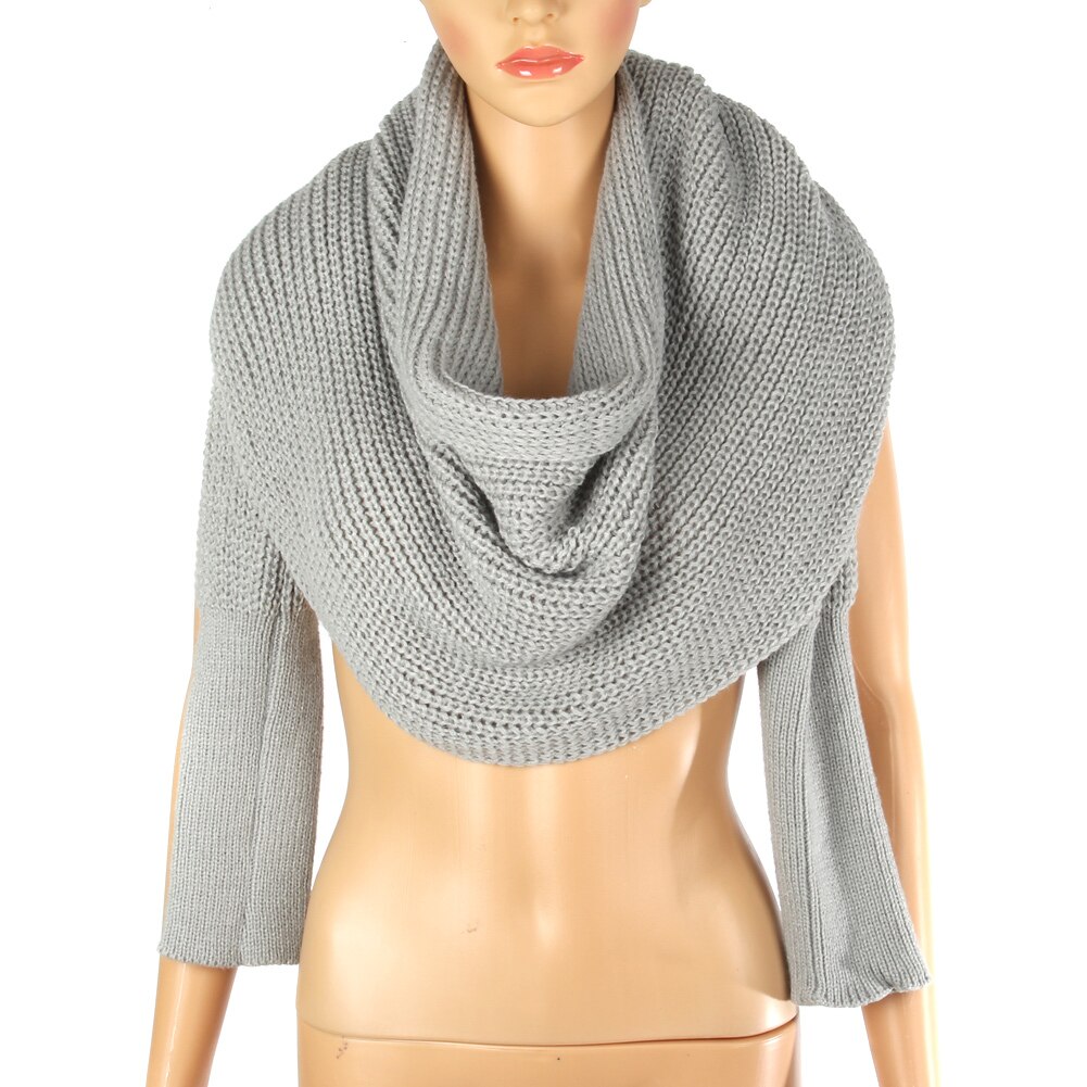 Femmes tricoté pull hauts écharpe avec manchon hiver châle foulards WHShopping