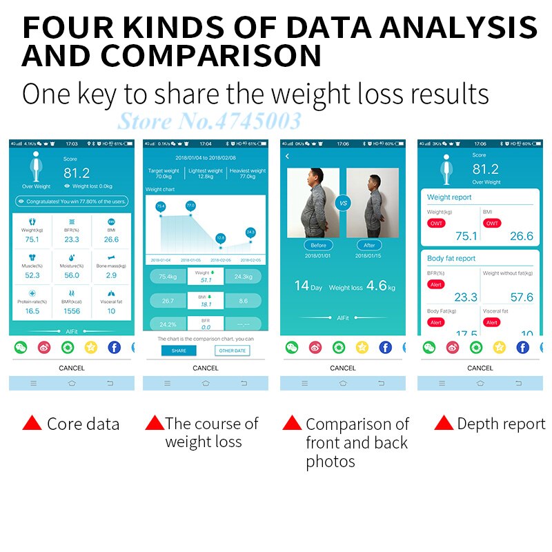 Weight Scale Body Fat Scale Healthy Smart Electronic LED Digital Weights Scales Weighing Machine Bathroom Balance Bluetooth APP