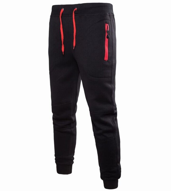 Mens Slim Fit Joggers Jogging Bottom Fleece Gym Winter Skinny Pants Zip Pockets Trousers M-XXXL: M / Black