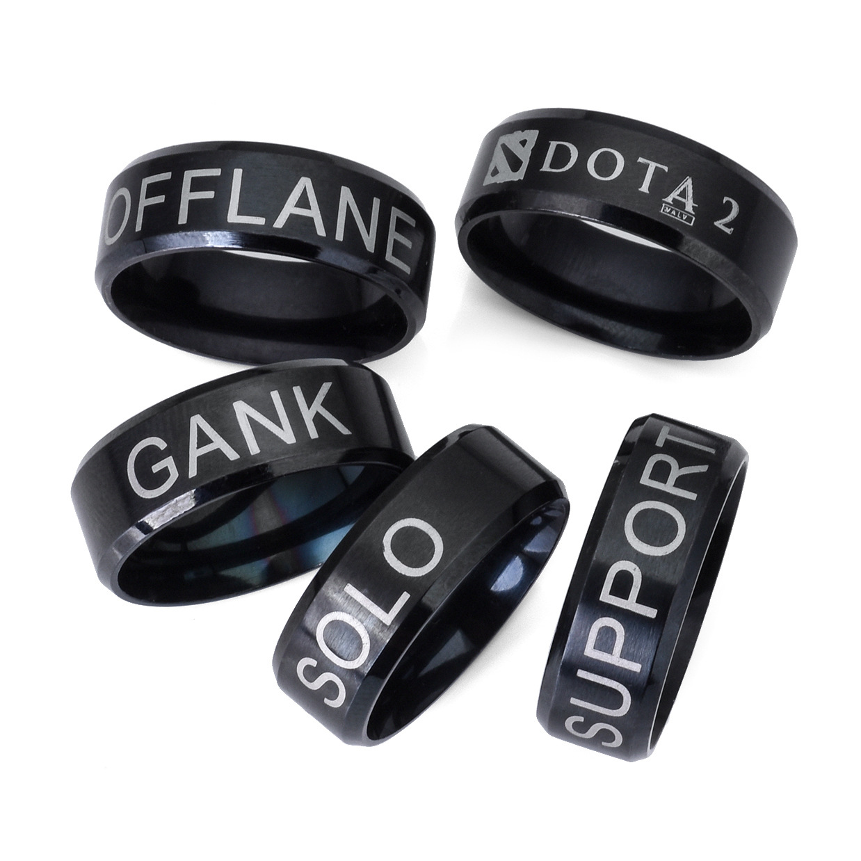 DOTA2-anillo de acero inoxidable para hombre, sortija metálica de posición de equipo, offroe CARRY GANK SOLO, para Fans, de joyería